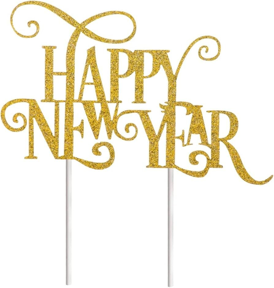 10pcs Happy new year cupcake toppper new year party cake topper new year party cake inserts cake ... | Amazon (US)
