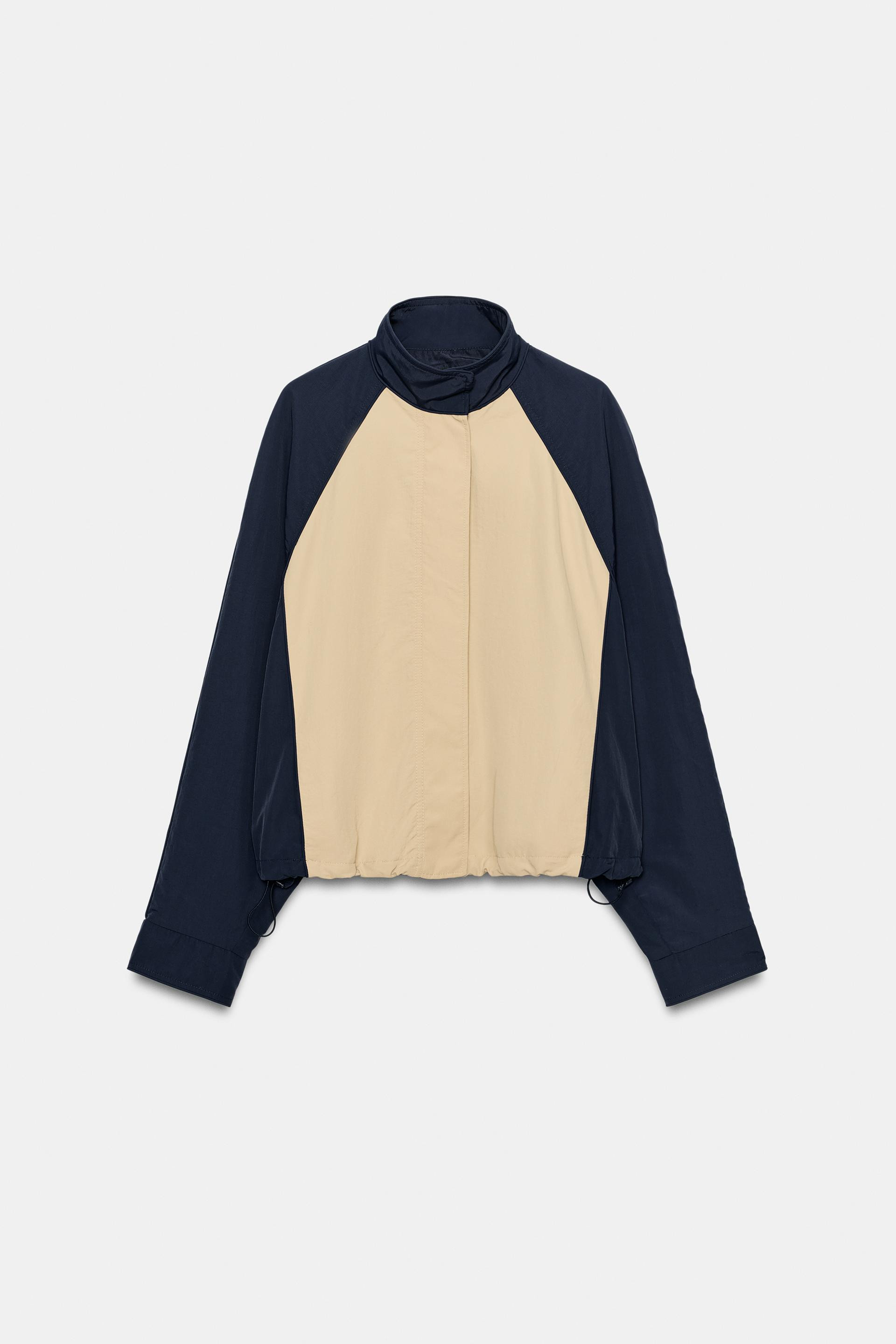 Zara - Combination Nylon Jacket - Beige / Navy - Xl - Woman | Zara Canada