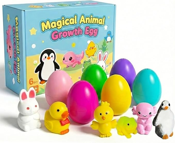 6 Pack Magical Water Hatching Eggs – Grows 600% Surprise Animal Toys for Kids–Add Water to Ha... | Amazon (US)