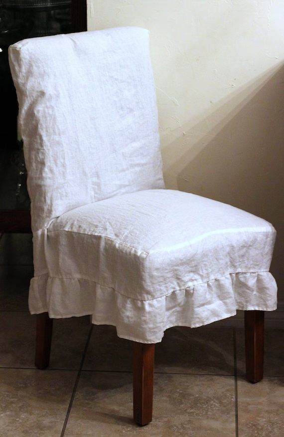 French Country Parson Linen Chair Cover Slipcover with Ruffle | Etsy (US)