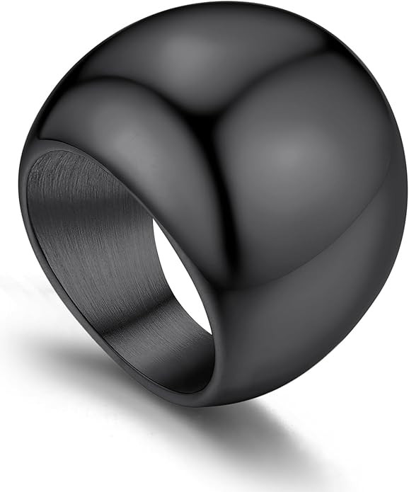 GOLDCHIC JEWELRY Chunky Dome Ring for Women, Stainless Steel Bold Stacking Croissant Statement Ri... | Amazon (US)