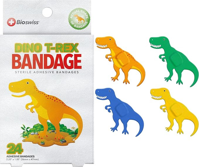 BioSwiss Kids Bandages, Dinosaur Shaped Self Adhesive Bandage Set, Latex Free, Sterile Wound Care... | Amazon (US)
