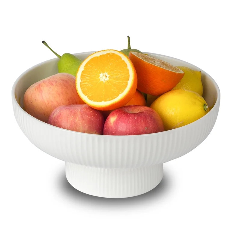 Ceramic Fruit Bowl with Draining Holes, 10" Large Fruit Basket, White | Walmart (US)