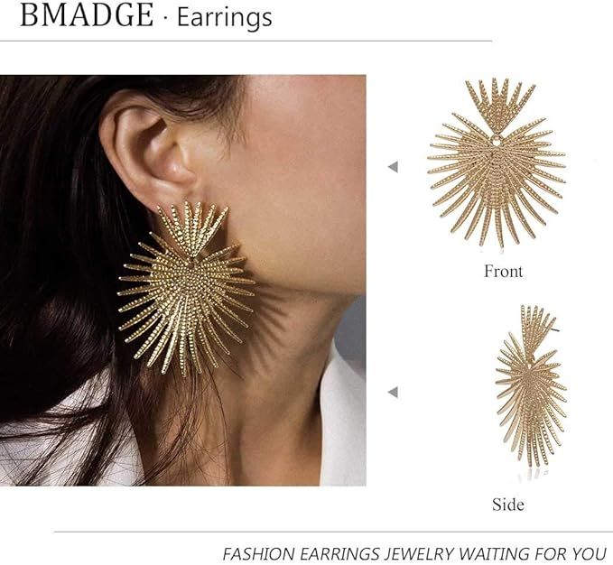 Bmadge Gold Star Flower Geometric Dangle Earrings, Lightweight Studs, Suitable for Any Occasion | Amazon (US)