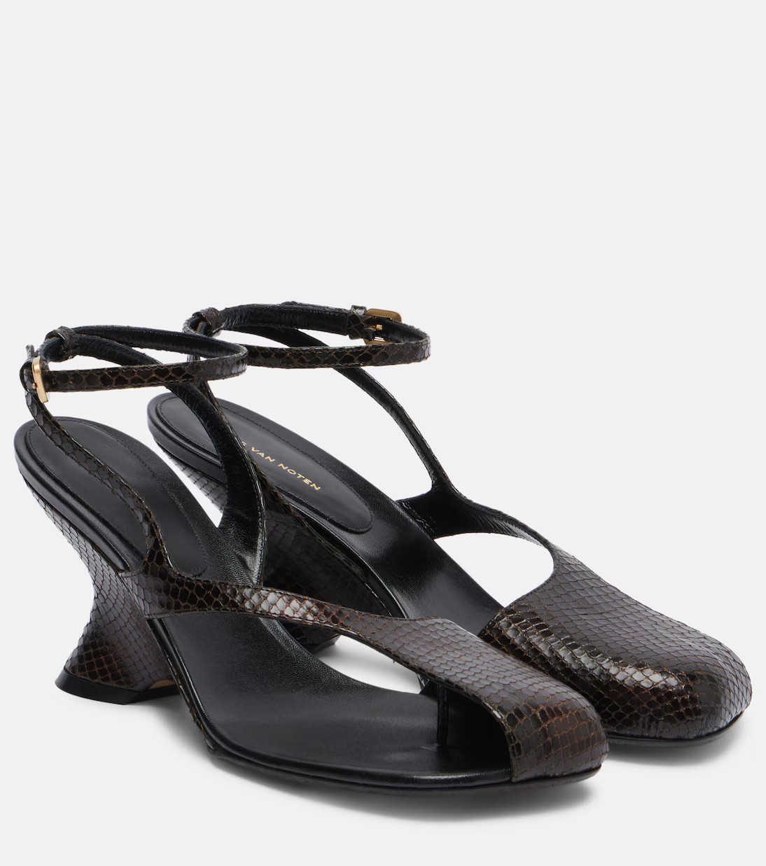 Snake-effect 75 leather wedge sandals | Mytheresa (INTL)