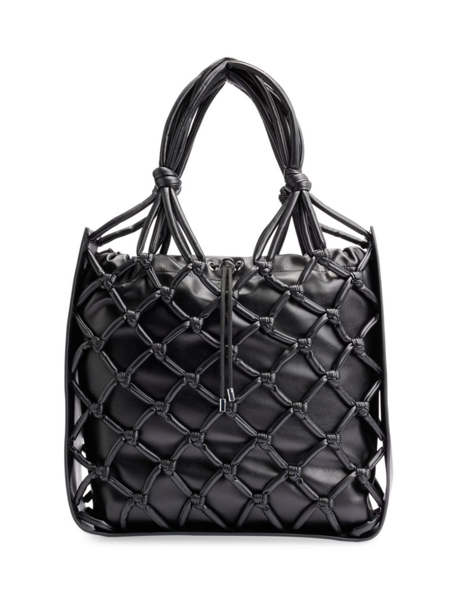 Faux-Leather Tote Bag With Knotted Details | Saks Fifth Avenue