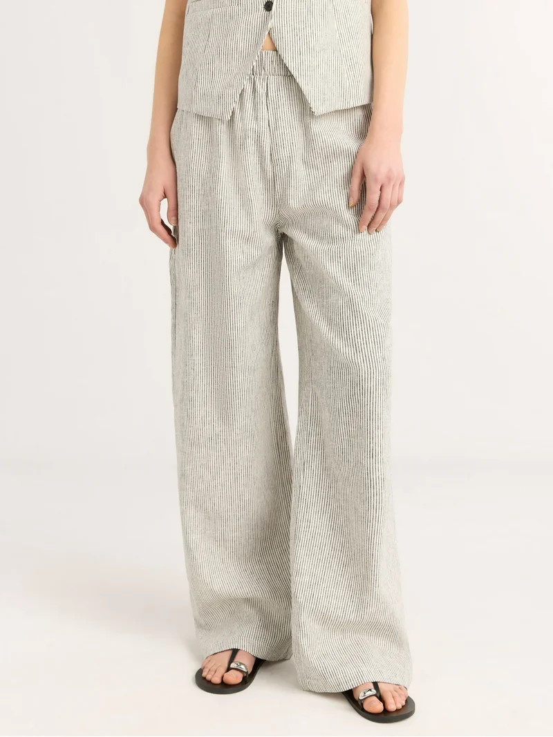 Scoop Women's Linen Blend Wide Leg Pants, 32" Inseam, Sizes XS-4X - Walmart.com | Walmart (US)