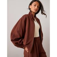 The Very Collection Funnel Neck Zip Through Jacket - Brown | Very (UK)