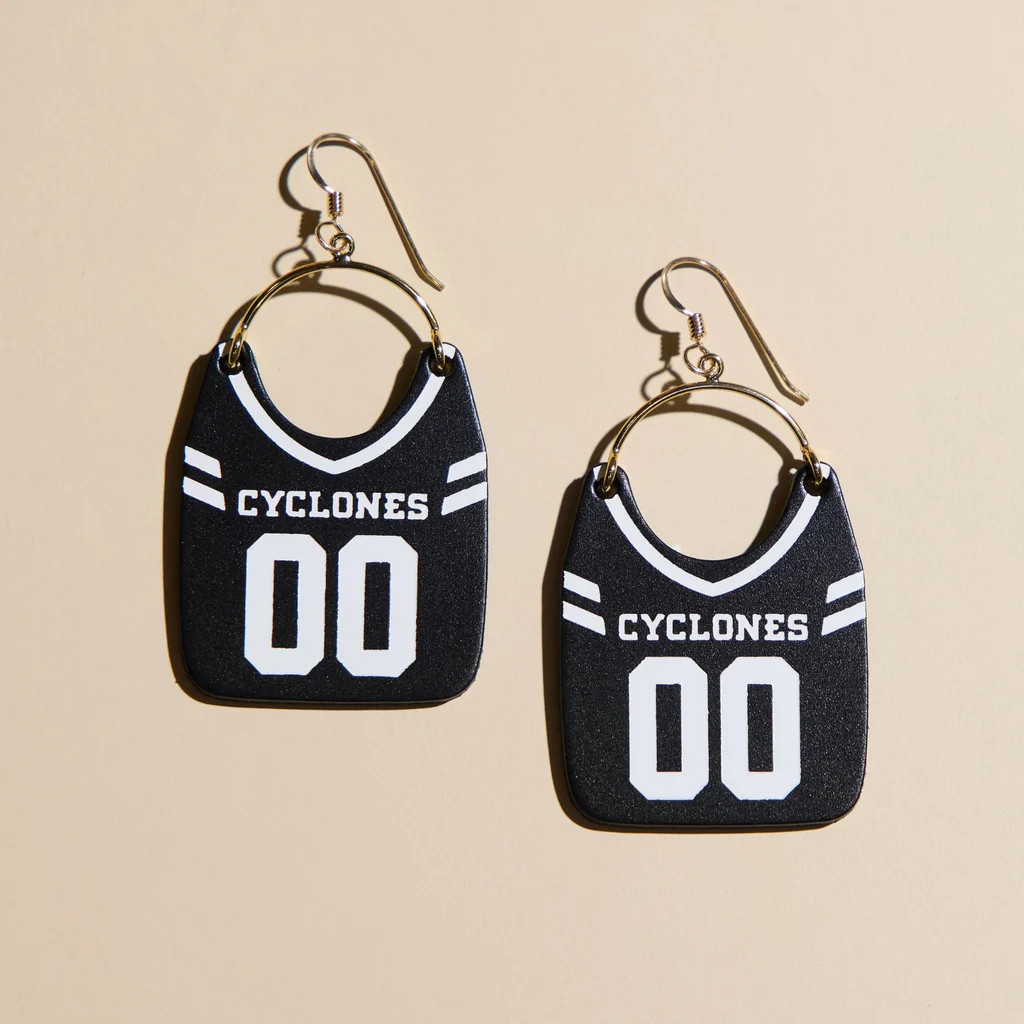 Black Iowa State University Football Jersey Earrings | Nickel and Suede