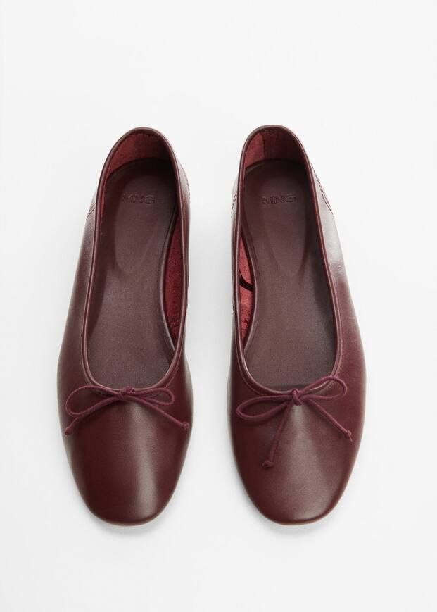Bow leather ballerina -  Women | Mango USA | MANGO (US)