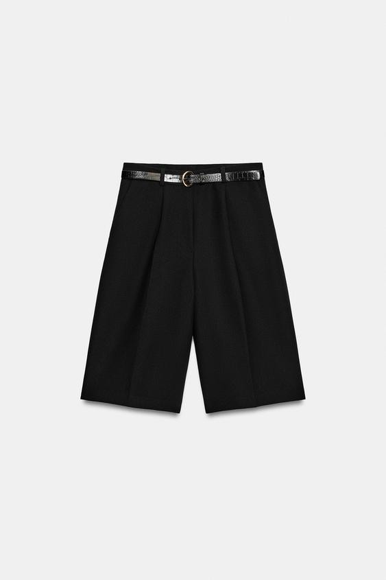 Zara - Belted Bermuda Shorts - Mid-Ecru - S - Woman | Zara US