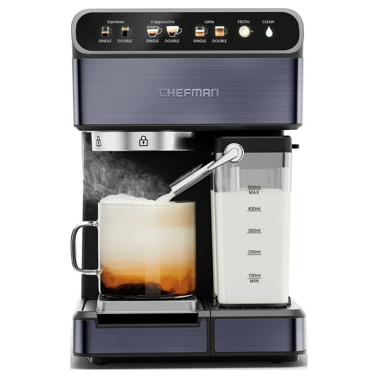 Chefman 20-Bar, 2-Cup Black Stainless Espresso Machine | Walmart (US)