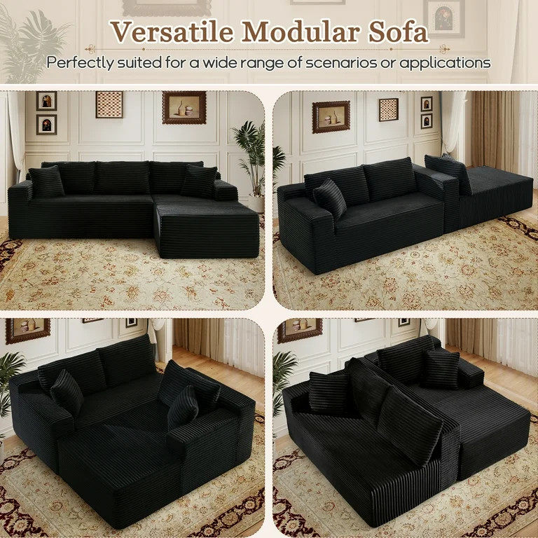 Muumblus Modular Sectional Sofa, Oversized L-Shape Cloud Couch, Modern Corduroy Sleeper Couches f... | Walmart (US)