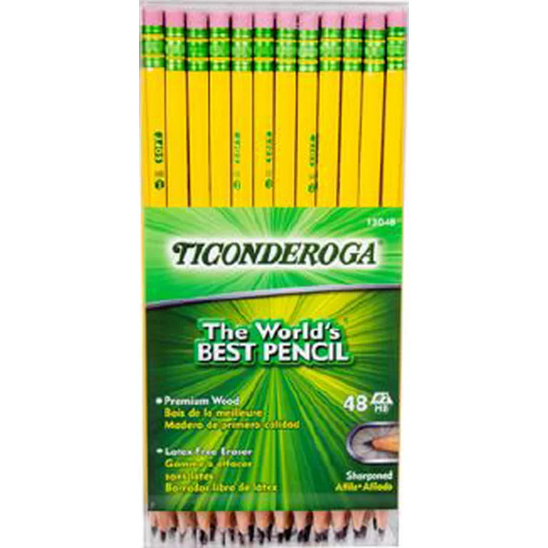 Ticonderoga Number 2 Classic Yellow Pencil, Wood Cased Graphite Pencils, 48 count | Walmart (US)