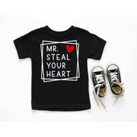 Mr. Steal Your Heart Shirt - Personalized T-Shirt Valentines Boy Black Tee Kids Valentine's Day Birt | Etsy (US)