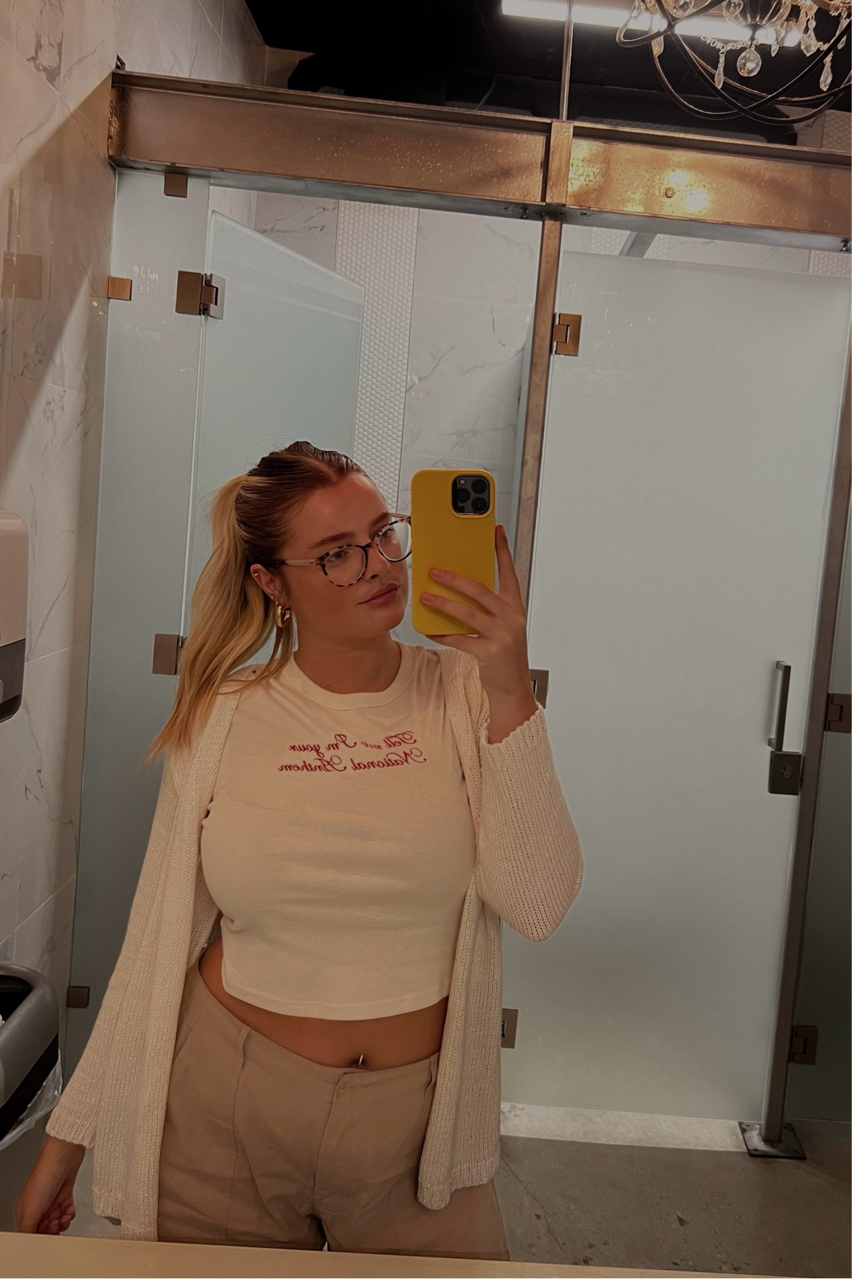 Cardigan is thrifted but linked similar
Cargo pants are White Fox 