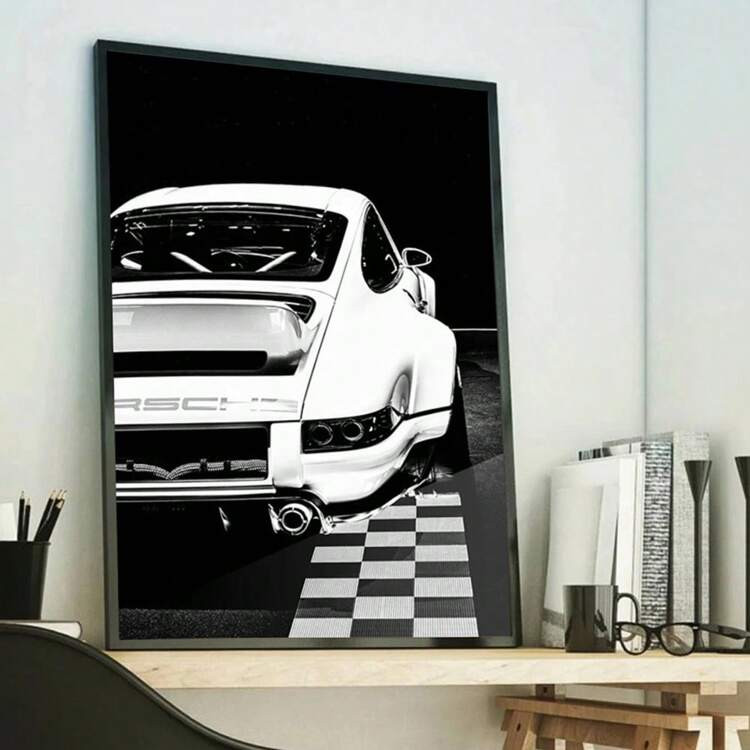 1pc Modern Black And White Luxury Racing Poster Decor,Classic Sports Car Poster Decor, Club Wall ... | SHEIN