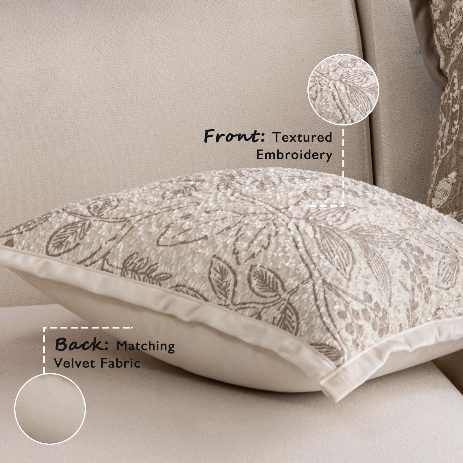 DWR Pack of 2 Decorative Throw Pillow Covers 18x18 – One Dark & One Light Khaki, Textured Woven... | Amazon (US)