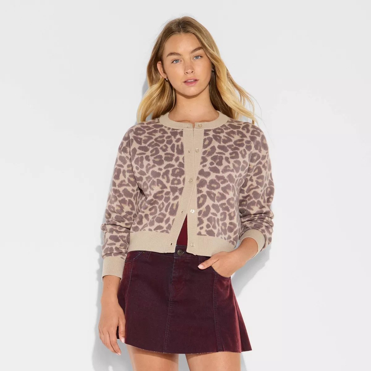Women's Betty Boop Leopard Graphic Cardigan - Brown XXS | Target