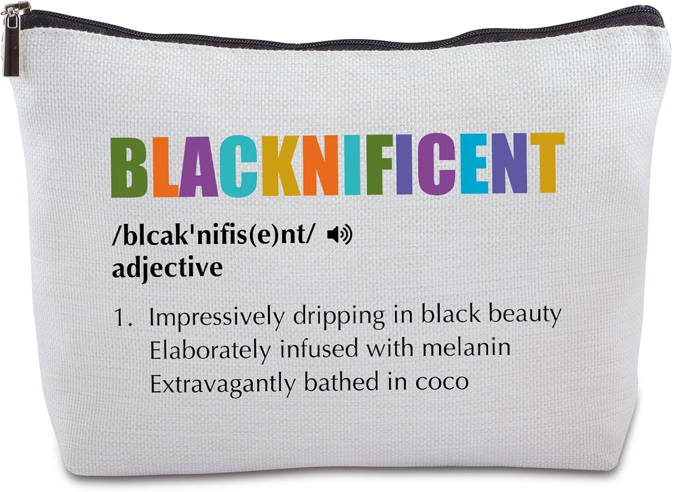 Blacknificent Definition Black Girl Zipper Makeup Bag Travel Cosmetic Bag Black Girl Magic Melani... | Amazon (US)