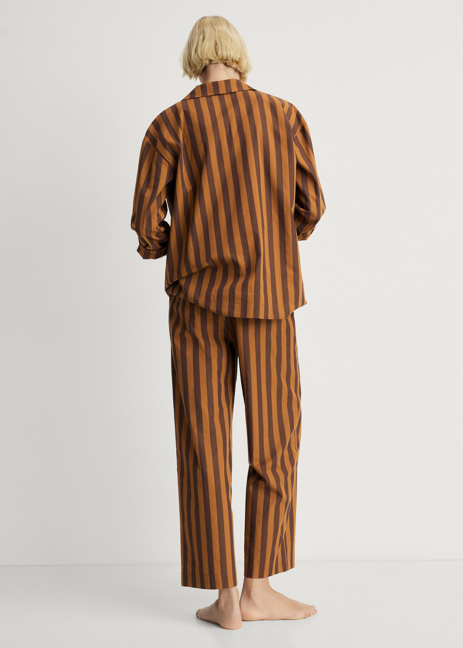 Woven two-tone striped trousers - Women | MANGO United Kingdom | MANGO (UK)