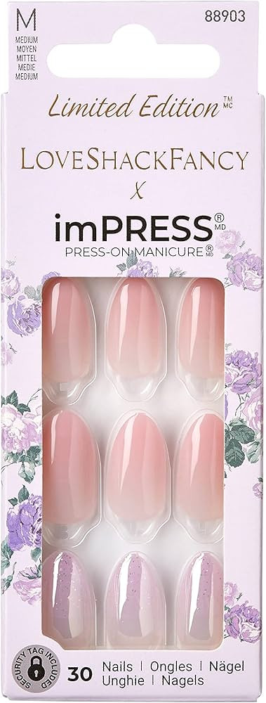 KISS LoveShackFancy x imPRESS Press-On Manicure Limited Edition, Style "Blushing Lavender" Medium... | Amazon (US)