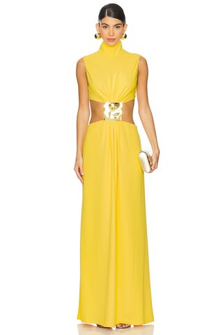 Prague Long Dress in Gold | Revolve Clothing (Global)