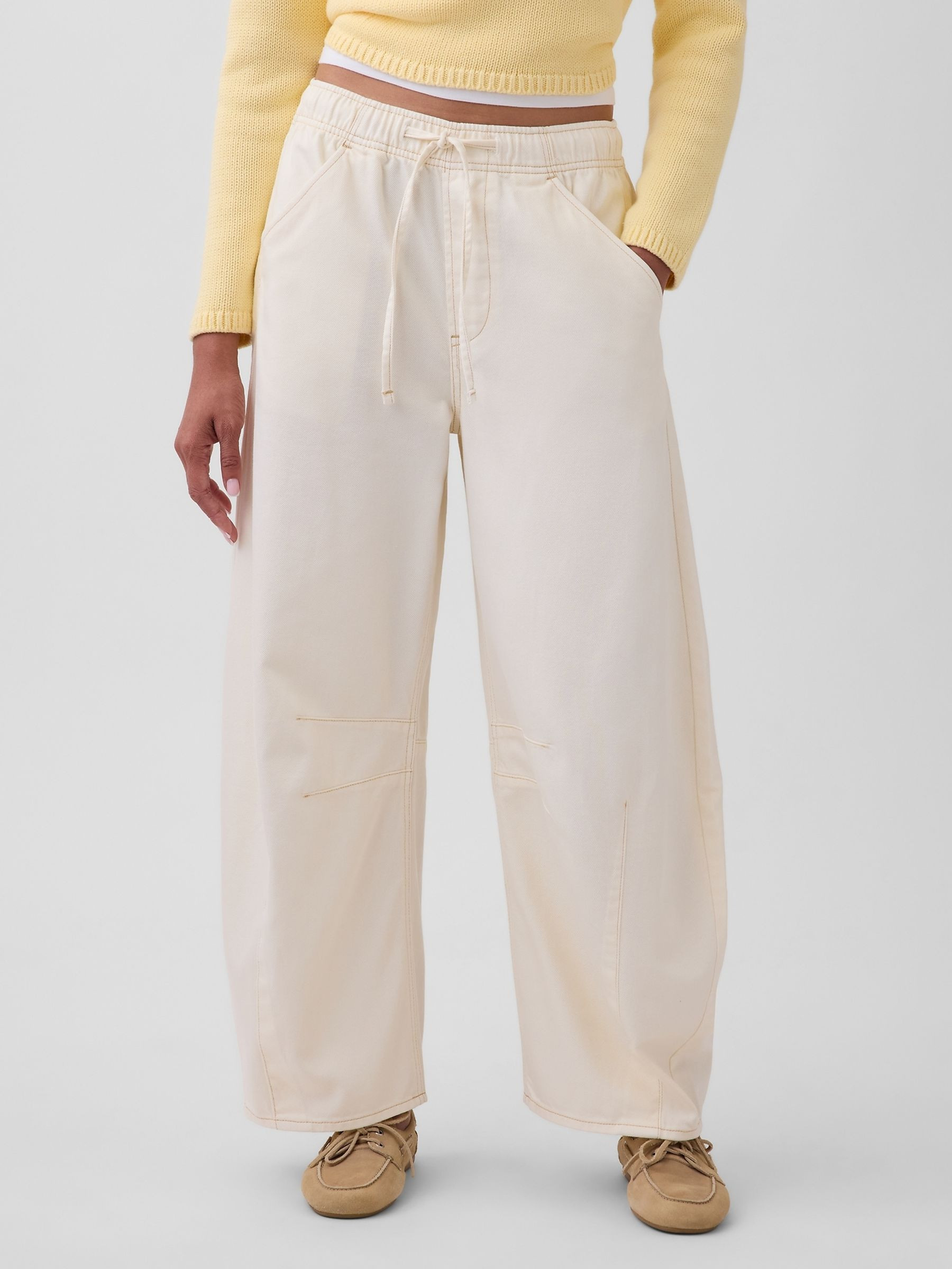 Cream Mid Rise UltraSoft Easy Barrel Horseshoe Jeans | Gap | GAP UK