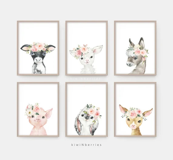 Baby Girl shower gift Farm animals print Printable Animals | Etsy | Etsy (US)