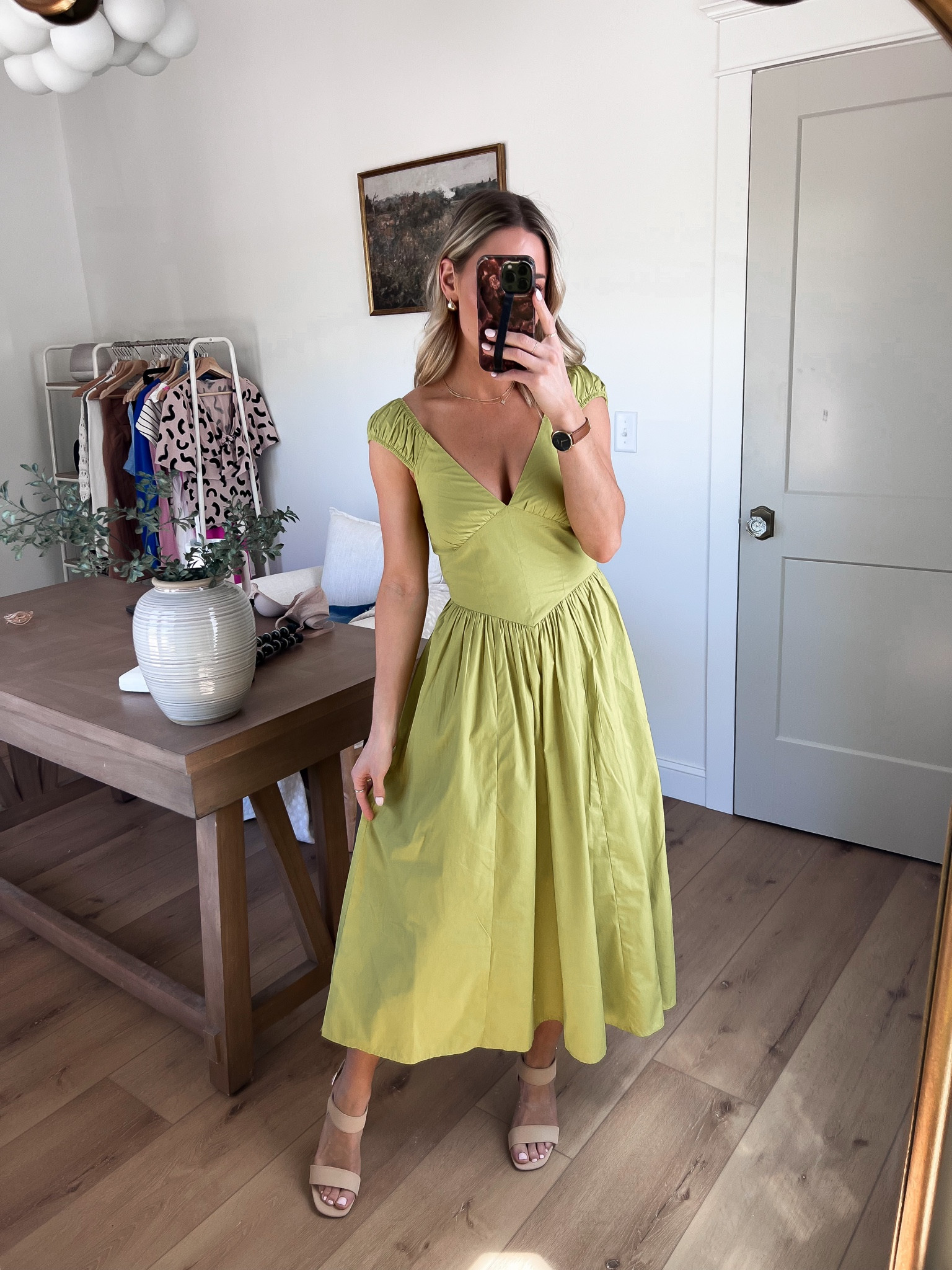cute cheap midi dresses McCall Modest Midi in Orange Daisy Xsmall