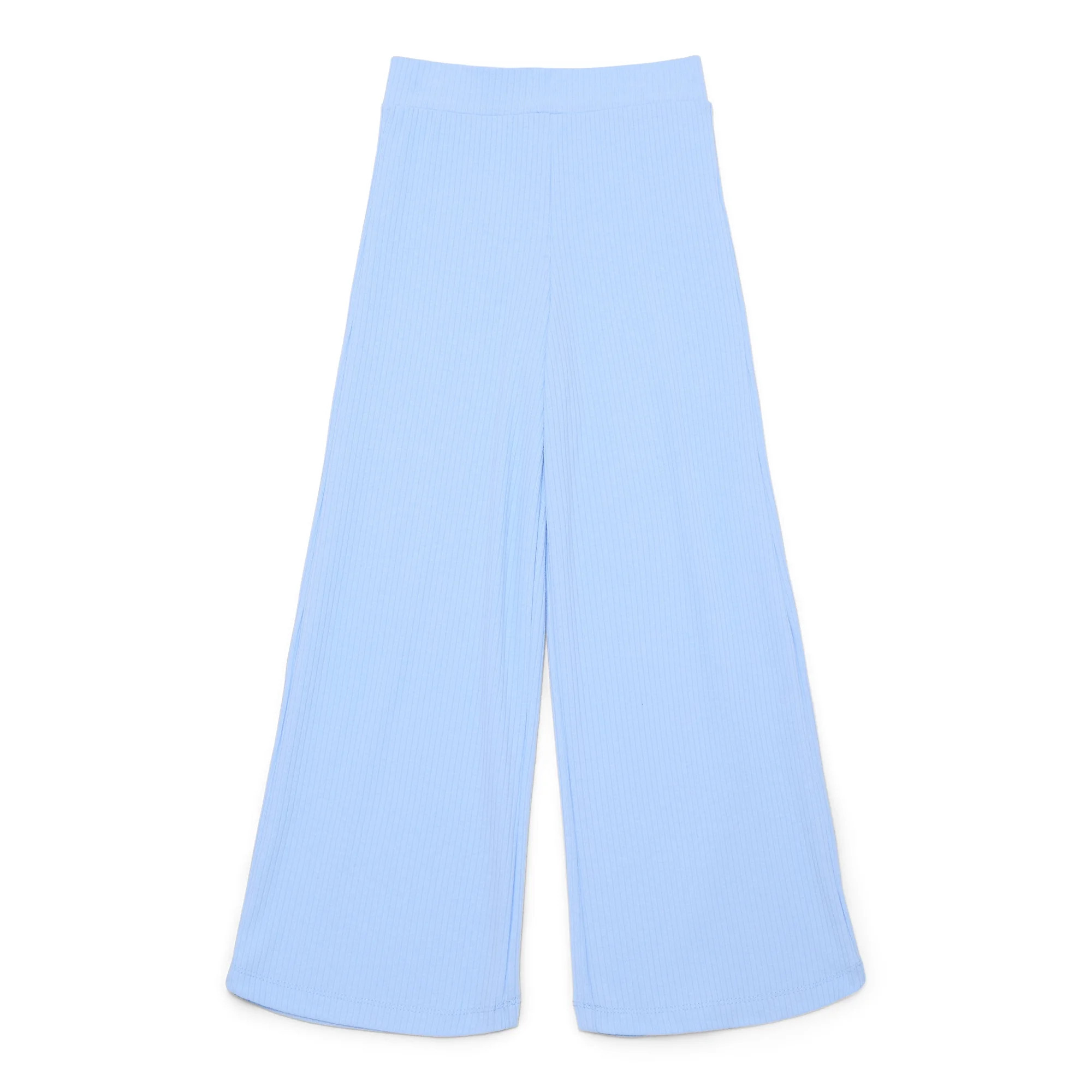 Wonder Nation Little Girls Ribbed Wide Leg Pants, Sizes 4-10 | Walmart (US)