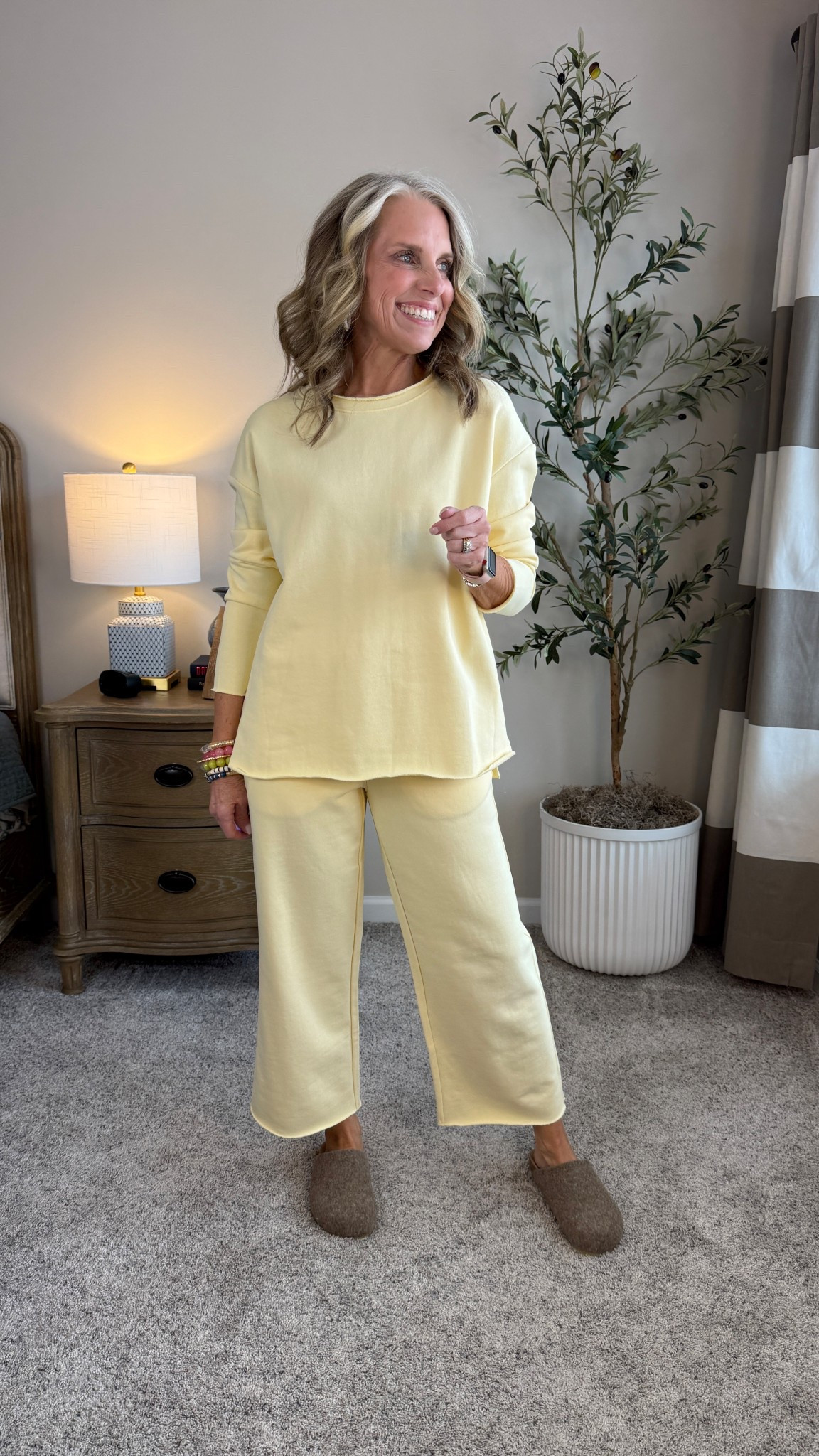 This Cozy Earth lounge set is the prettiest yellow. Wearing smalls. Use code CE-COAST for 20% off

#LTKOver40 #LTKTravel