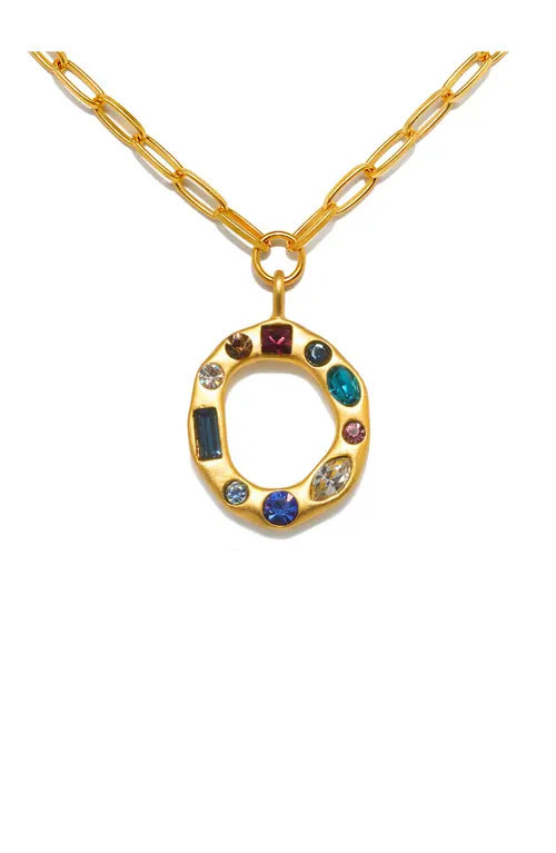 Sequin Emilie Crystal Initial Pendant Necklace in Gold - O at Nordstrom | Nordstrom