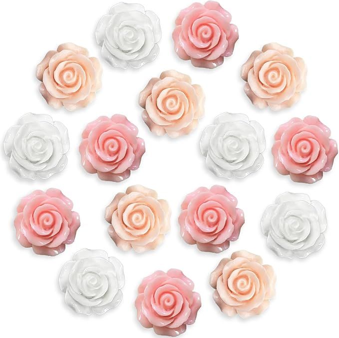 15 pcs - Cute Flower Fridge Magnets, Pink Rose Fridge Magnets, Beautiful Magnets, Cute Whiteboard... | Amazon (US)