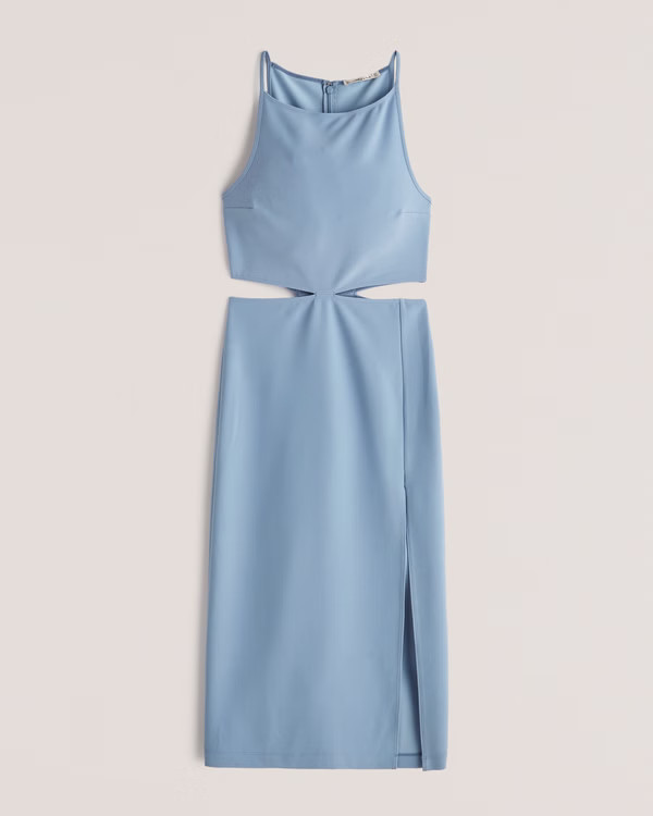 Boatneck Side Cutout Midi Dress - Abercrombie | Abercrombie & Fitch (US)