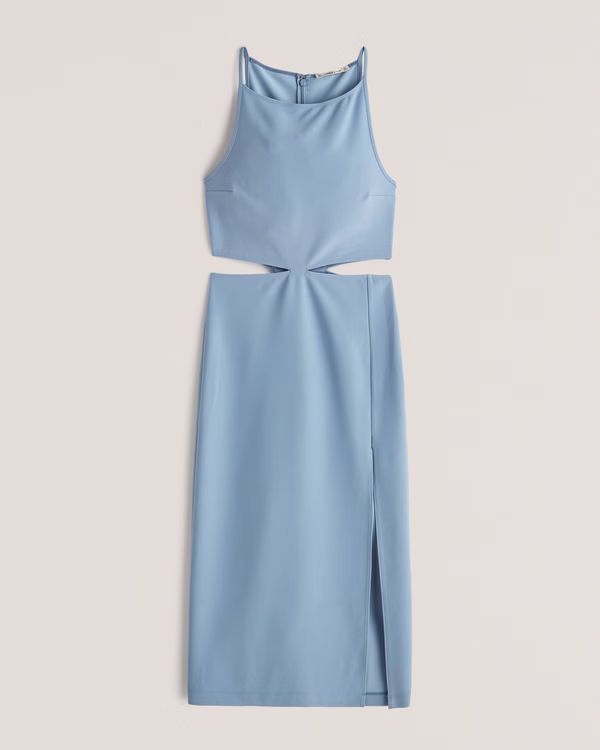 Boatneck Side Cutout Midi Dress | Abercrombie & Fitch (UK)