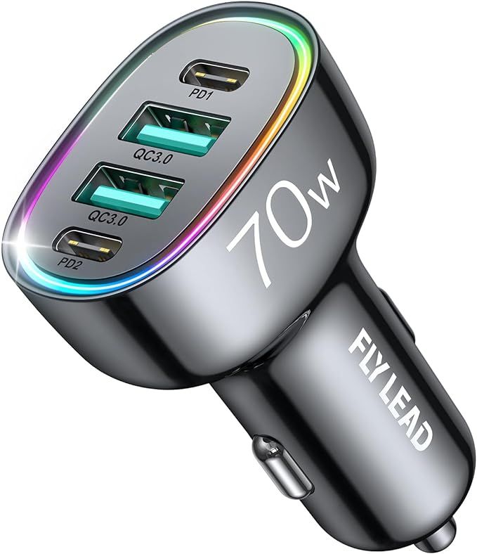 70W 4 Port Super Fast USB C Car Charger Adapter - A Must for Family Travel | Amazon (US)