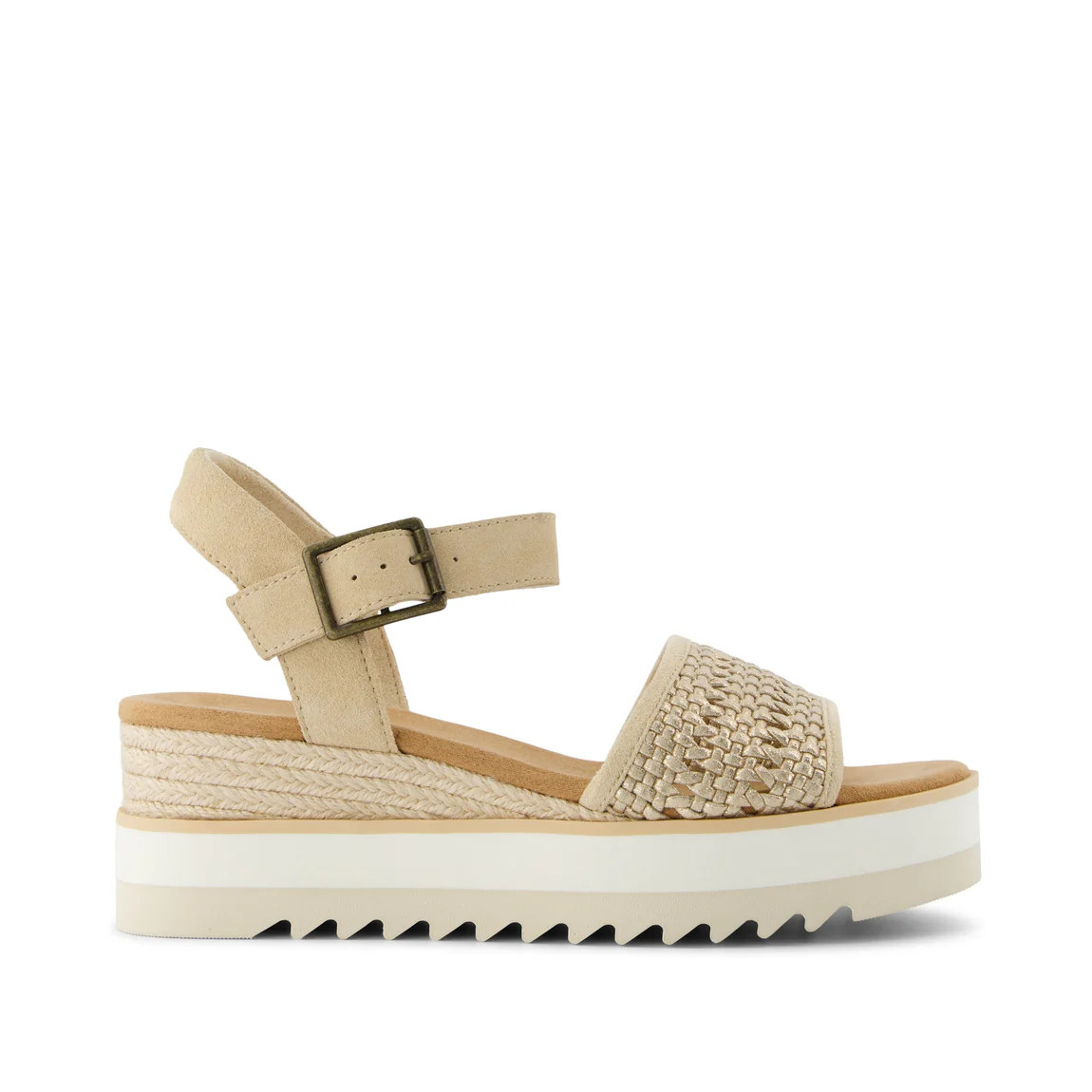 Diana Wedge Sandal Champagne Metallic Basket Weave | Toms EMEA