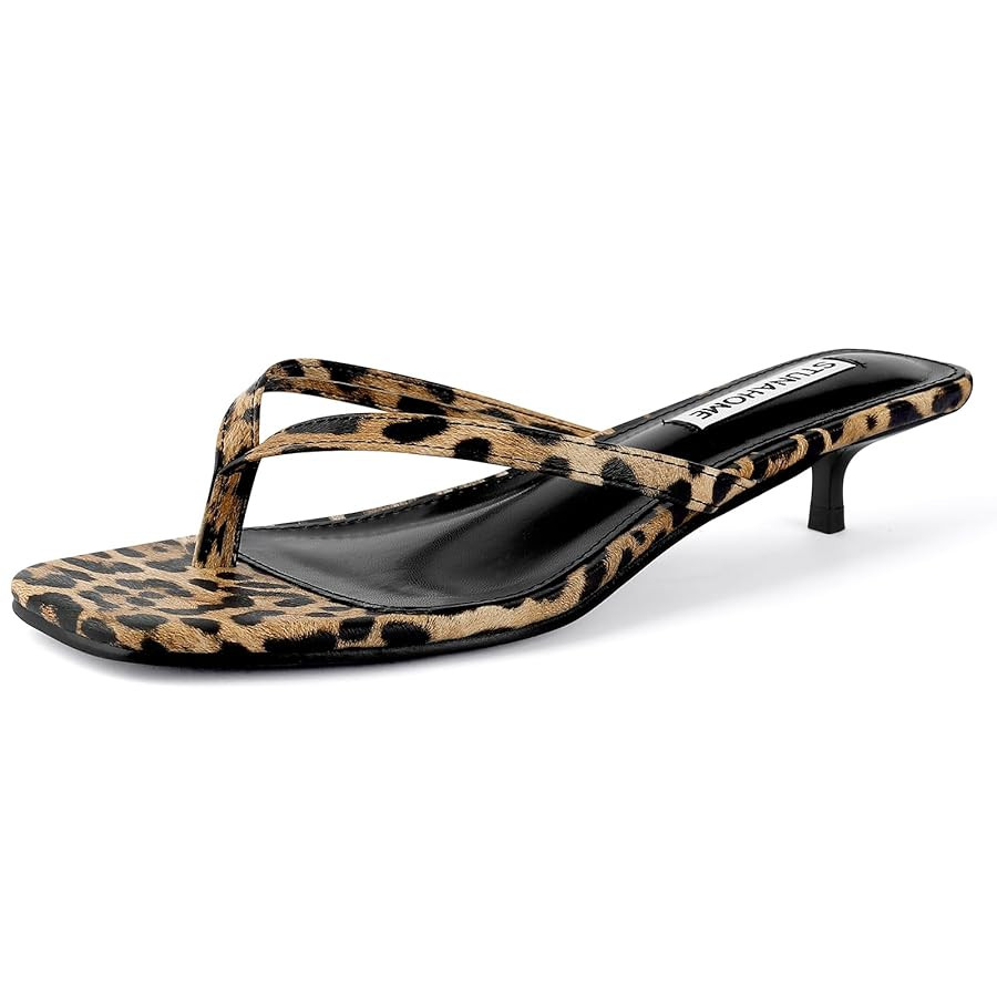 STUNAHOME Womens Kitten Heel Thong Sandals with Memory Foam Cute Flip Flop Heels for Women 1.4 In... | Amazon (US)