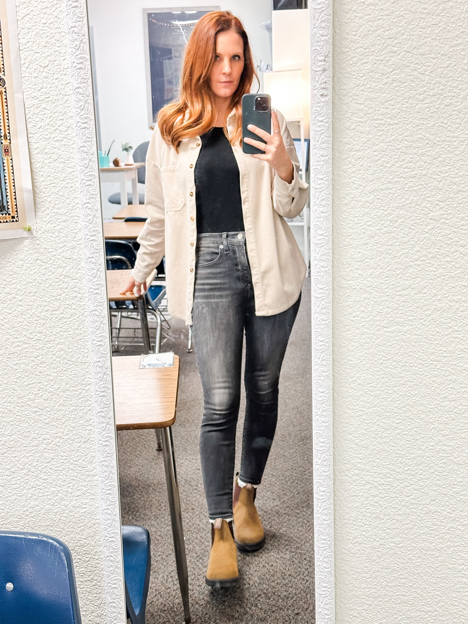 Beige Corduroy Jacket: Small
Black Longsleeve Bodysuit: Small
Black Lucky Jeans: 27 x 27
Blundstones: Crazy Horse
5’3

Teacher outfit 
Granola Aesthetic
Work Wear
Work Outfit

#LTKfindsunder50 #LTKtravel #LTKworkwear
