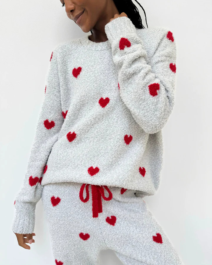 Red Hearts Fuzzy Sweater PJ Set | Splendid