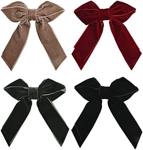 DEEKA 4 PCS 6" Large Velvet Bows Hair Clips Barrettes Hair Accessories for Women and Girls | Amazon (US)