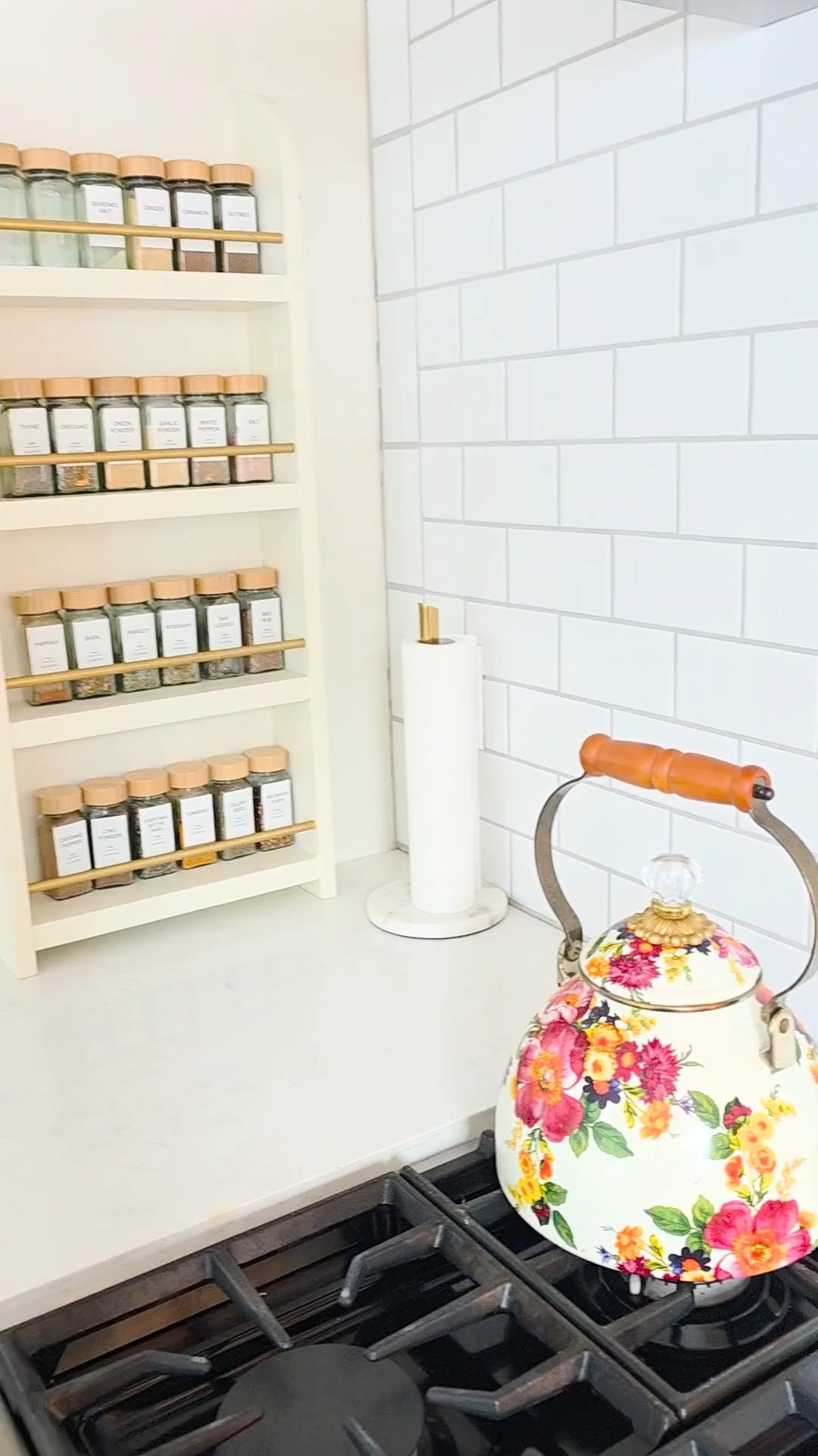 Little kitchen upgrades that make a big difference 🤍
This spice rack (from Pottery Barn) + matching jars instantly made everything feel more organized and elevated. And this floral kettle 🌸 adds the prettiest touch on the stove — functional but also decor.
Linked everything + similar options.

#ltkhome #ltkit #ltkfinds #kitcheninspo #kitchendecor #kitchenorganization #pantryorganization #organizedhome #cozyhome #charminghome #cottagecore #neutralhome #cleanhome #simplehome #elevatedhome #homeinspo #everydayhome #floraldetails #prettyhome #ltkunder100 

 #LTKdayinmylife #LTKmorningroutine #LTKHome