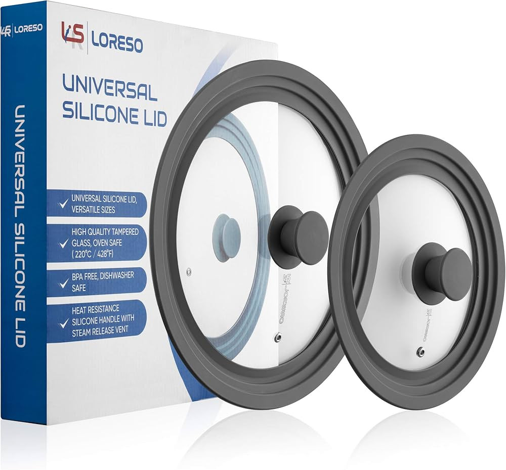 Universal Silicone Glass Lid Set for Pots Pans & Skillet Size 7, 7.5, 8, 8.5, 9, 9.5,10, 10.5,11 ... | Amazon (US)