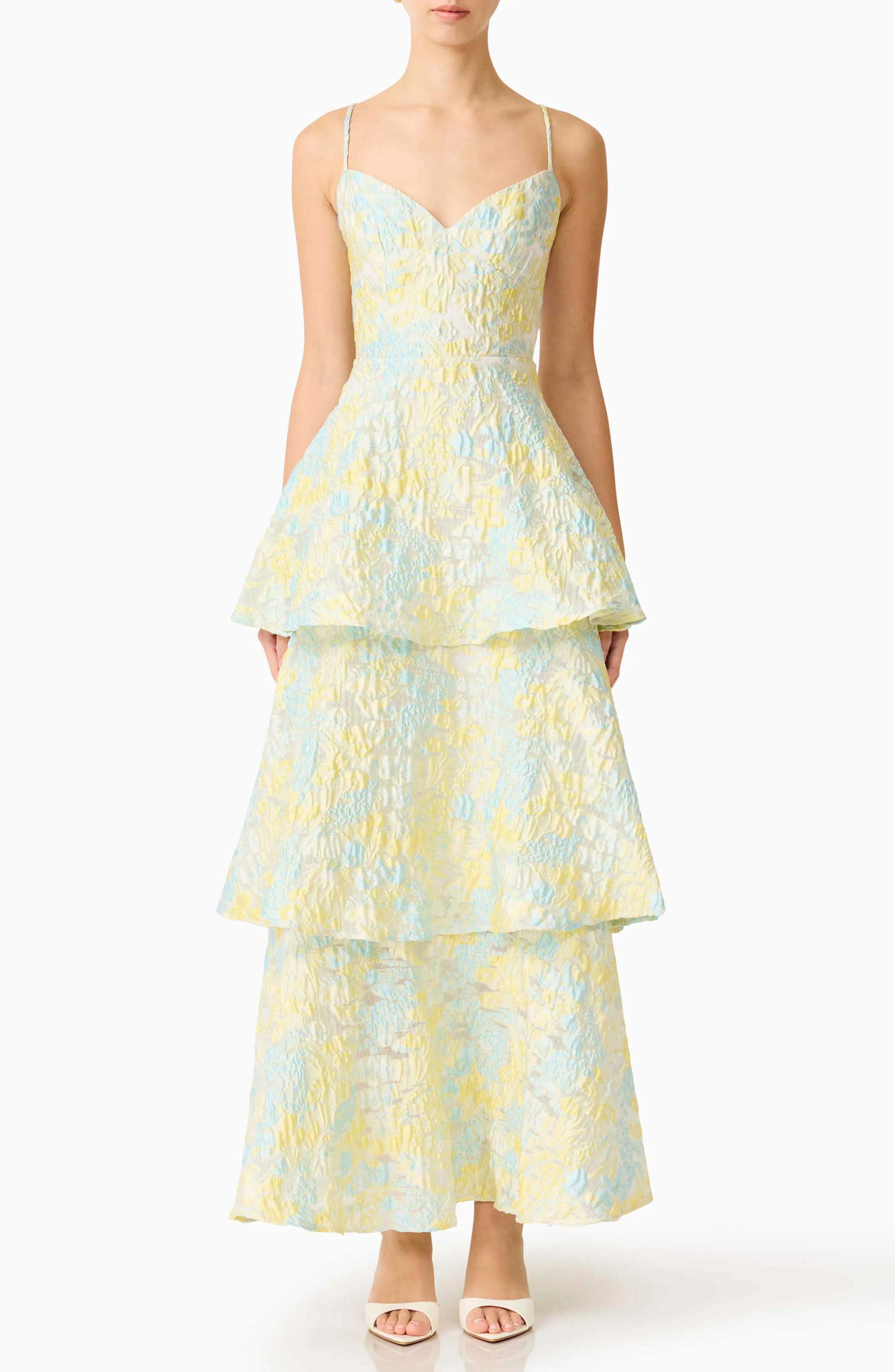 Penelope Tiered Sleeveless Jacquard Gown (Women) | Nordstrom | Nordstrom