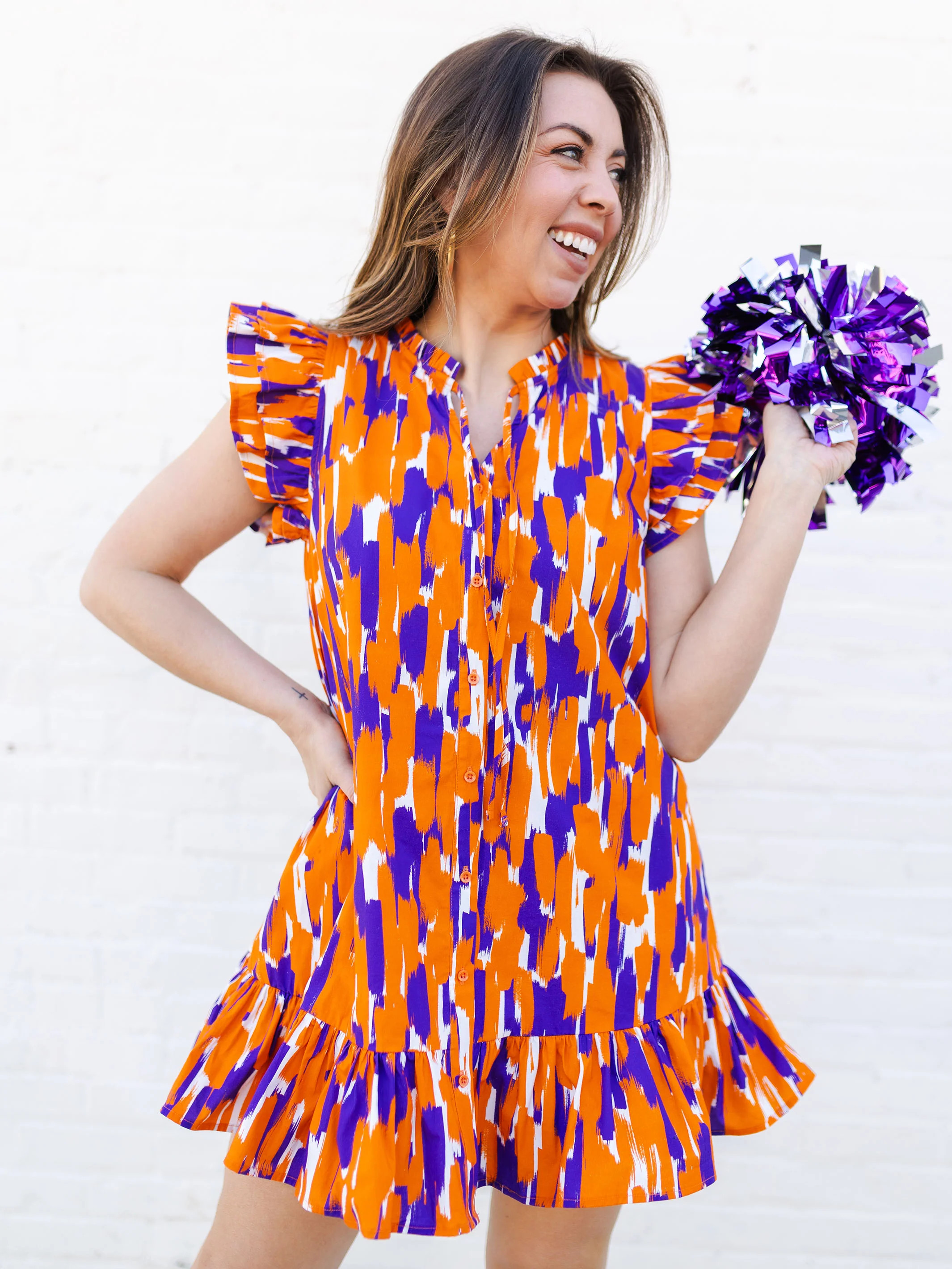 Abby Dress | Tailgate Time Purple + Orange | Michelle McDowell