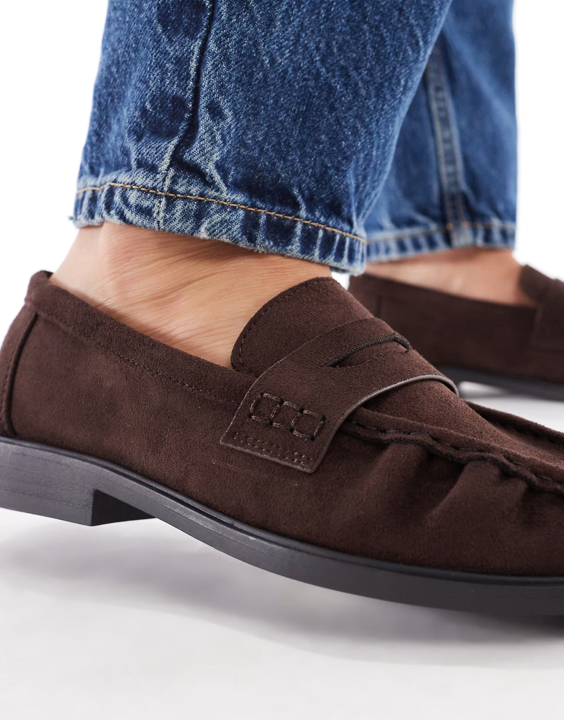 SEQWL Hershe ruched loafers in suedette chocolate | ASOS | ASOS (Global)