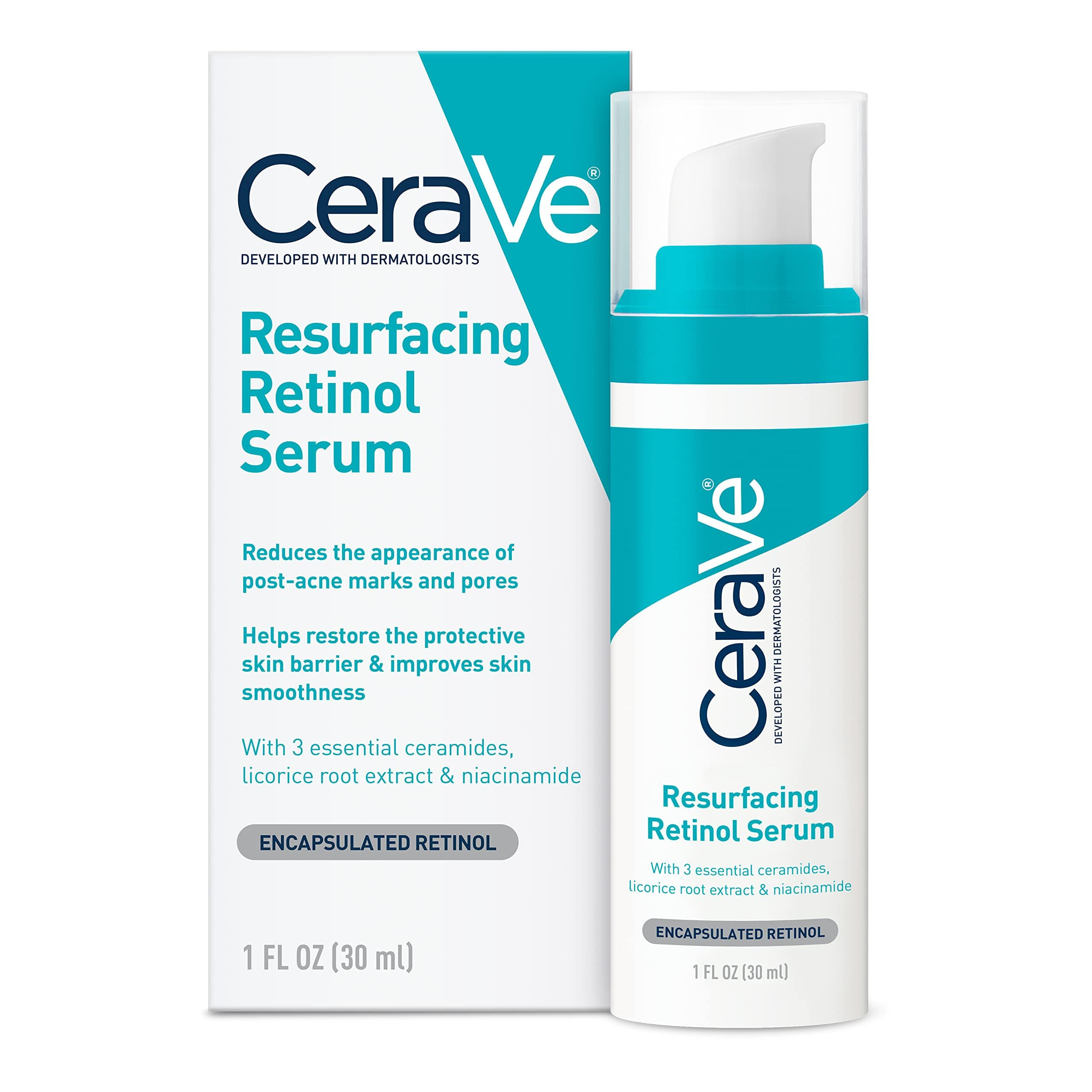 CeraVe Resurfacing Retinol Serum For Post Acne Marks, Formulated With Licorice Root Extract & Nia... | Amazon (US)