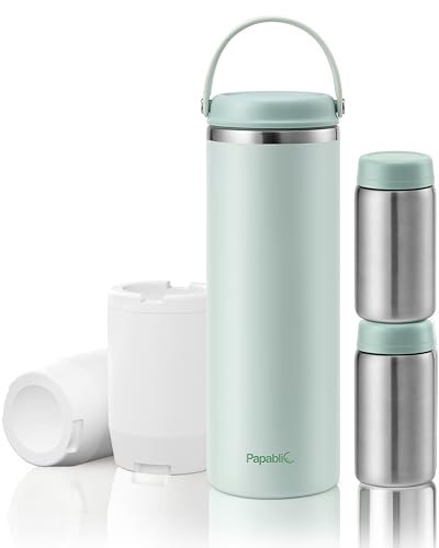 Papablic Innovative 360° CapsuleChill Breastmilk Cooler for 36H Safe Storage, 20oz Stress-Free Portable Breast Milk Chiller with 2pcs Stainless Steel Baby Bottles for Work & Travel, Mint Green | Amazon (US)
