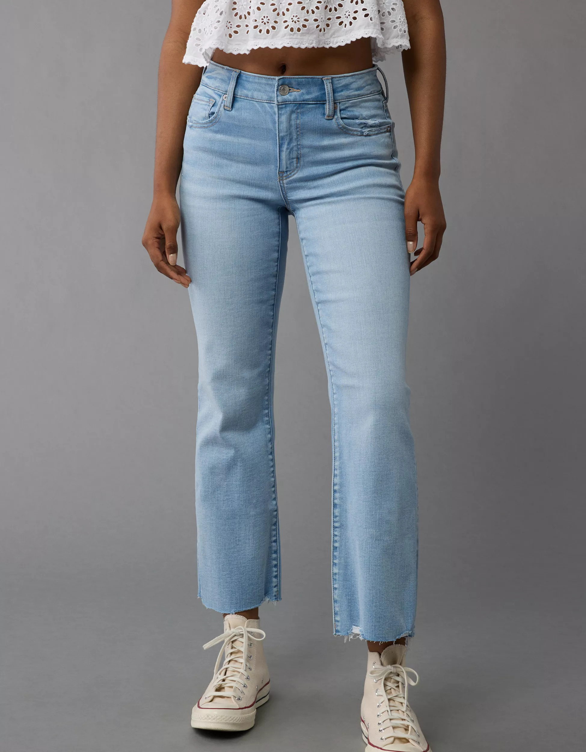 AE Next Level High-Waisted Kick Bootcut Crop Jean | American Eagle Outfitters (US & CA)